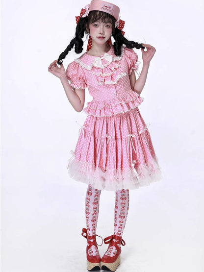 Polka Dot Short Sleeve Top【s0000012186】