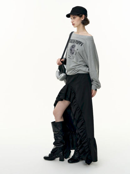 Irregular ruffled half-body skirt【s0000013746】