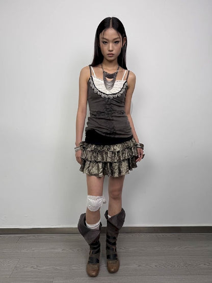 Rhinestone Cross Print Camisole【s0000012205】