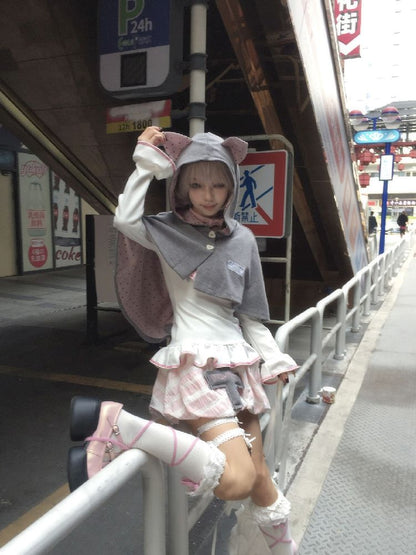 Cat Ears Hooded Short Coat Poncho【s0000011845】