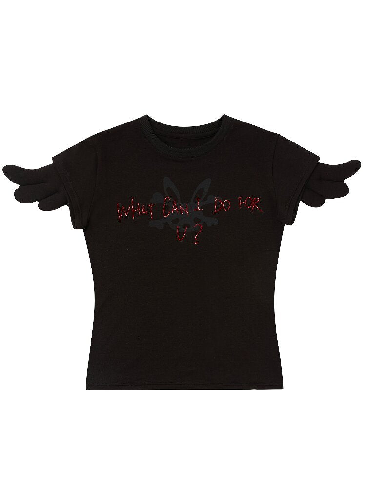Rhinestone Angel Wing T Shirt【s0000017290】