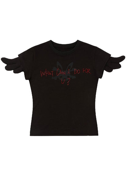 Rhinestone Angel Wing T Shirt【s0000017290】