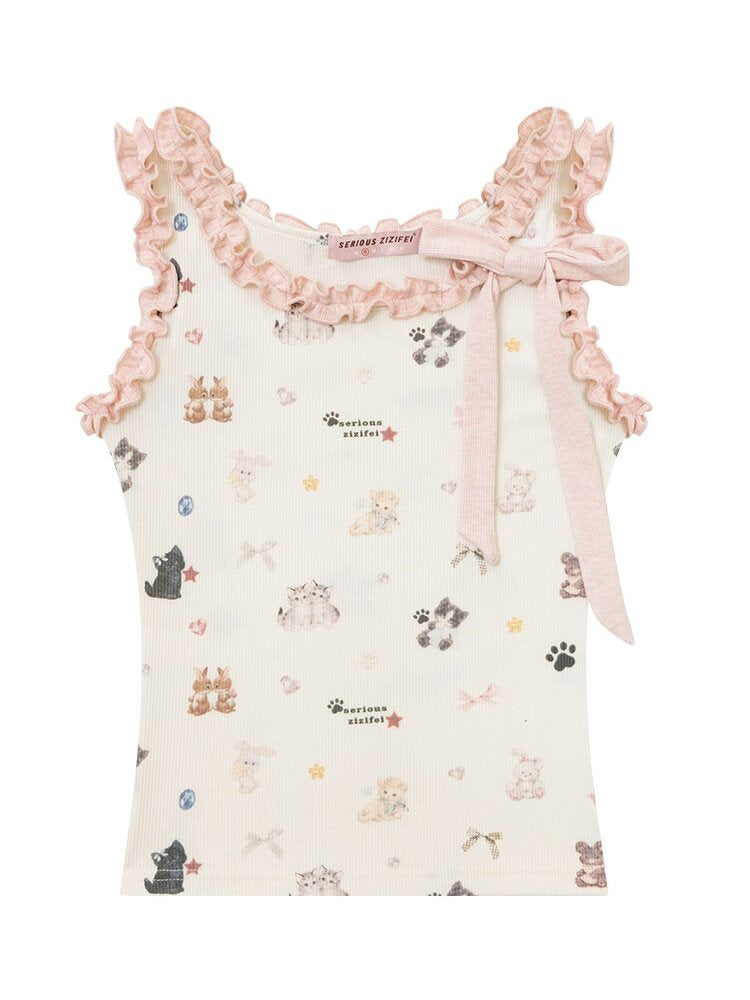 Printed Wood Ear Slim Camisole【s0000016623】