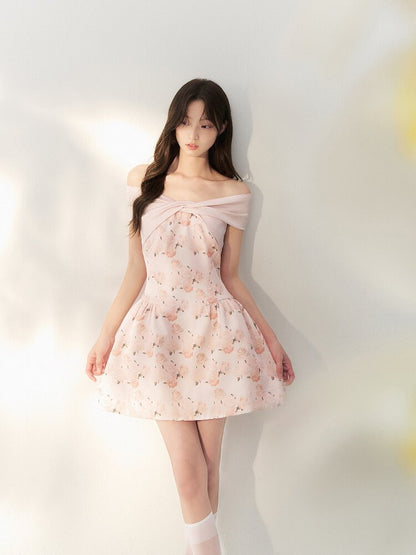 Satin Rose Oil Painting Puffy Dress【s0000016879】