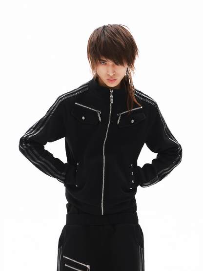 Dark Leather Skull Stand Collar Jacket【s0000018340】
