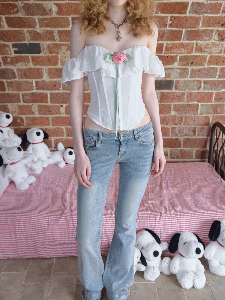 Brushed Embroidery Flared Jeans【s0000016924】