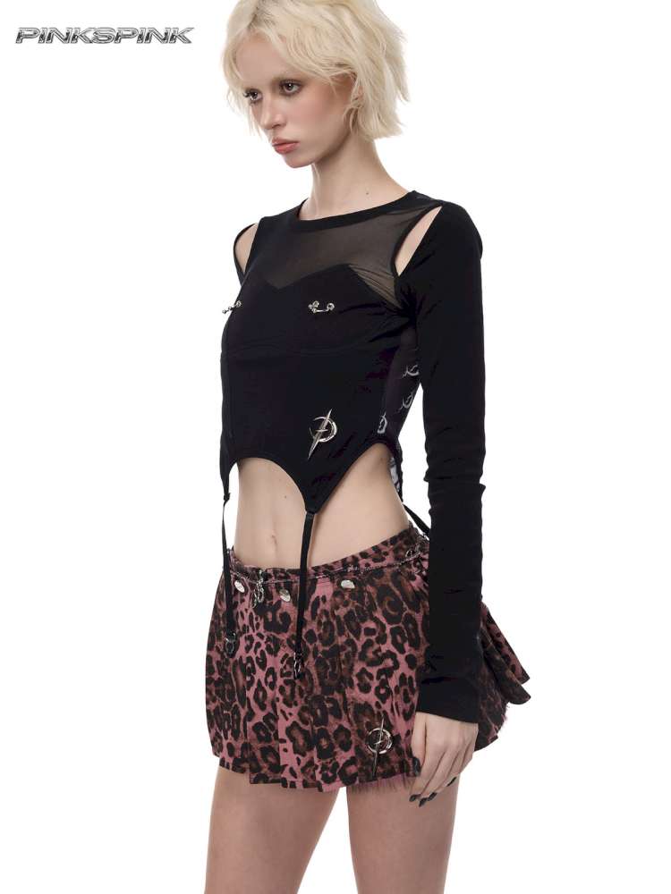 Pink Leopard Furry Miniskirt【s0000015126】