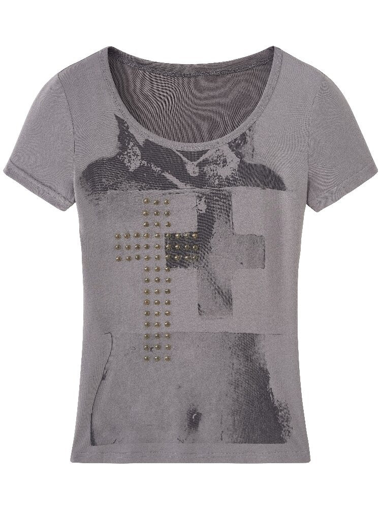 Punk Stud Portrait Modal Top【s0000018113】