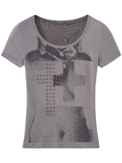 Punk Stud Portrait Modal Top【s0000018113】