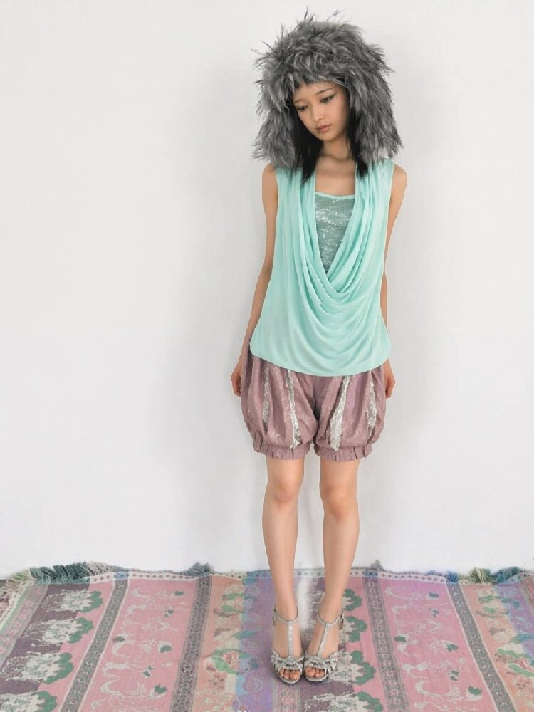 Drape Off Shoulder Sequin Vest【s0000018116】