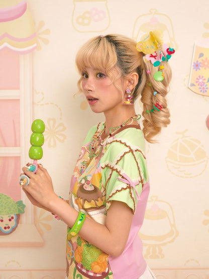 Patchwork Color Collision Neck T-Shirt【s0000013347】