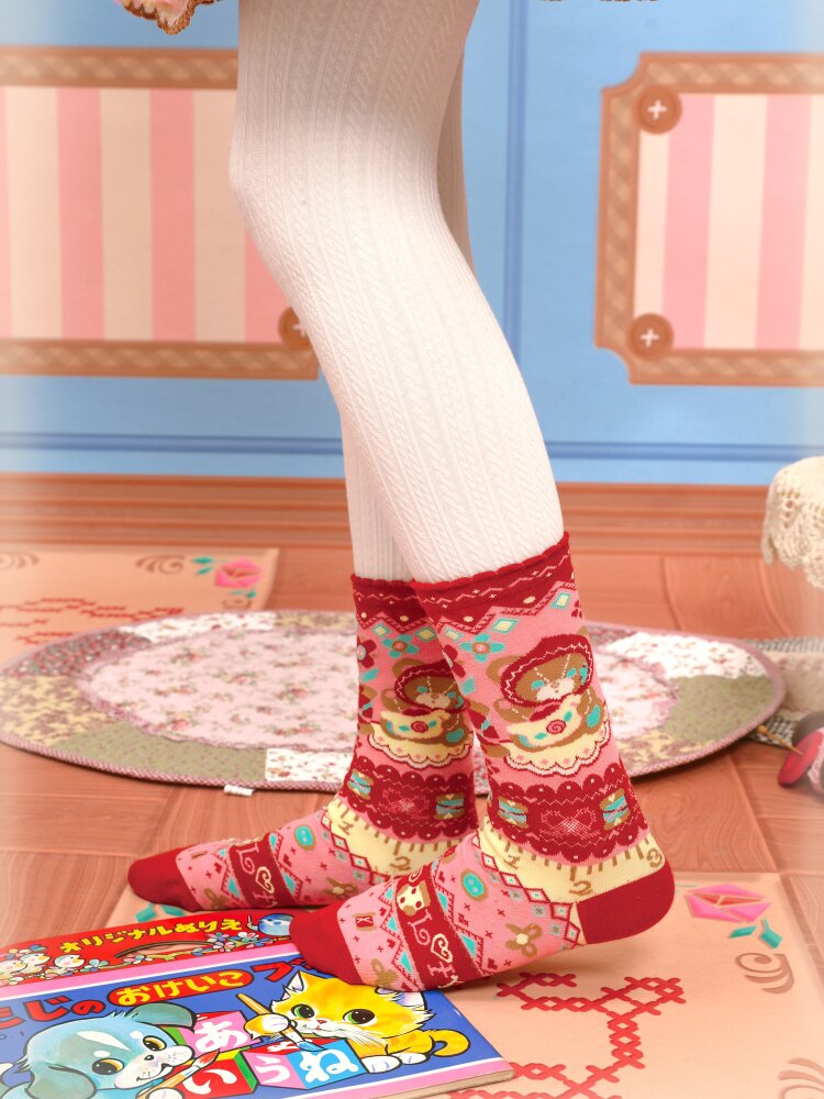 Red Bear Lamb Cotton Socks Pair【s0000015568】