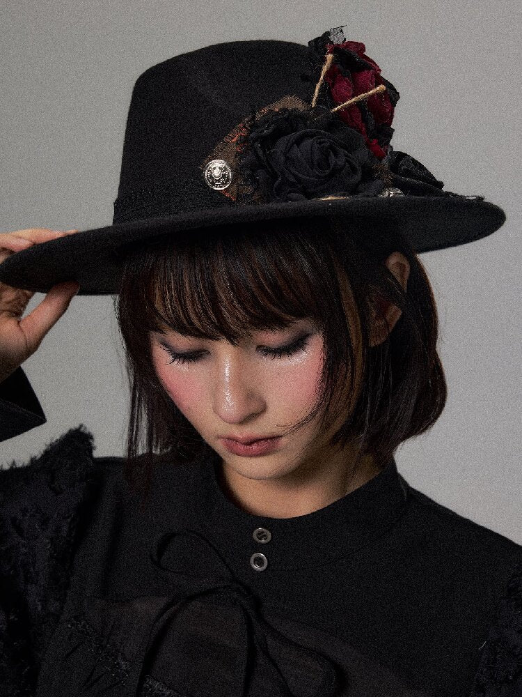 Dark Palace Vintage Lace Top Hat【s0000018490】