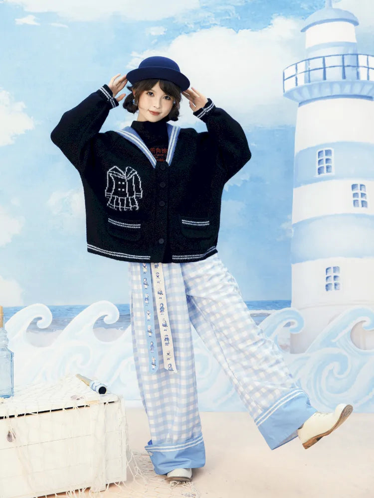 Checkered Wide-Leg Trousers【s0000014158】