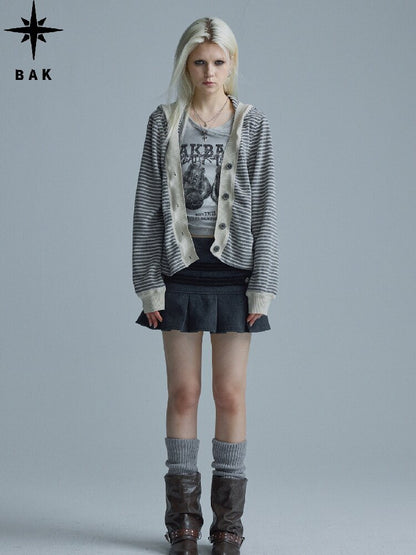 Gray Pleated Napoleon Mini Skirt【s0000018555】