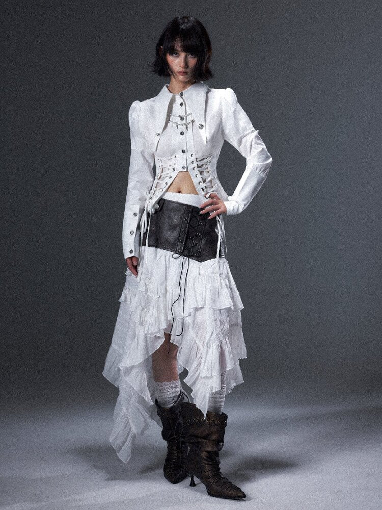 Romantic Punk Lace Patchwork Skirt【s0000018005】