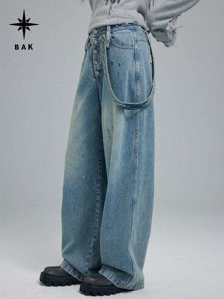 Washed Scratch Wide-Leg Jeans【s0000016255】