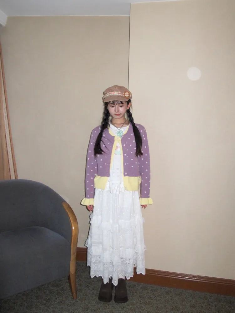 Patchwork Maxi Dress Cake-Style Skirt【s0000014166】