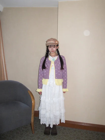 Patchwork Maxi Dress Cake-Style Skirt【s0000014166】