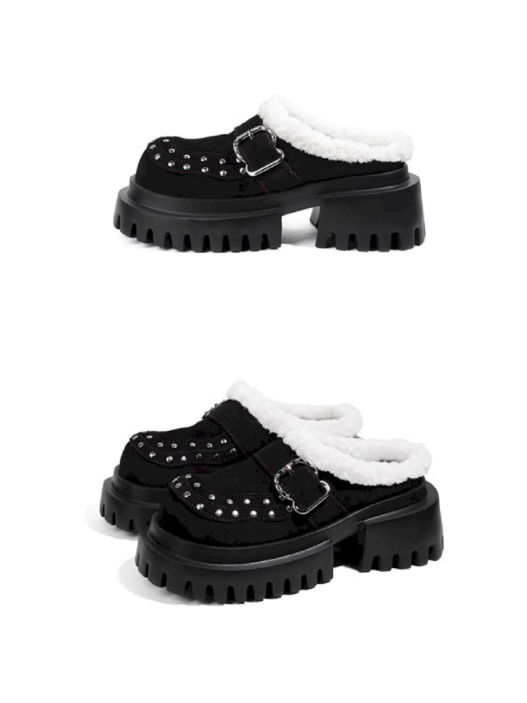 꼭두각시 쇼 [Original] New Baotou Wear Punk Wool 슬리퍼 2025 두꺼운 껍질과 양털 Birkenstocks