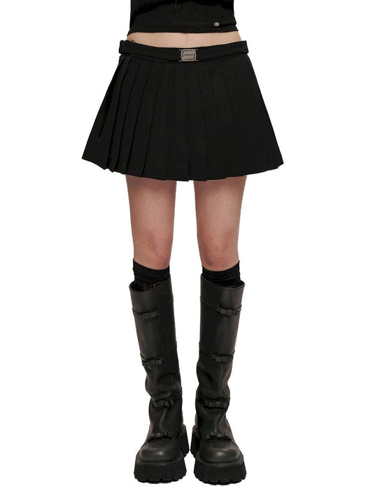 Square Buckle Adjustable Tie Bow Pleated Skirt【s0000012533】