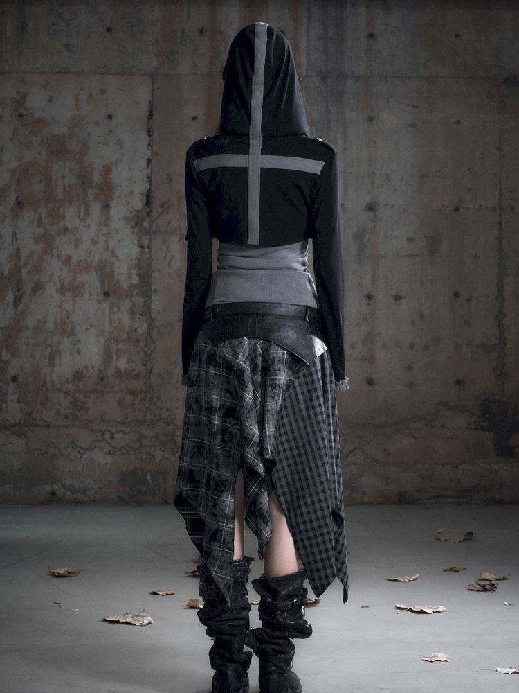 Punk splicing velvet bustier skirt【s0000013886】