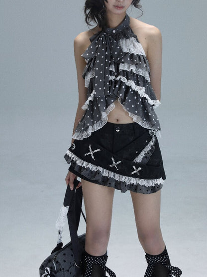 Leather Splicing Polka Dot Skirt【s0000016720】