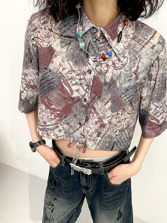 Literary Retro Short Sleeve Shirt【s0000008861】