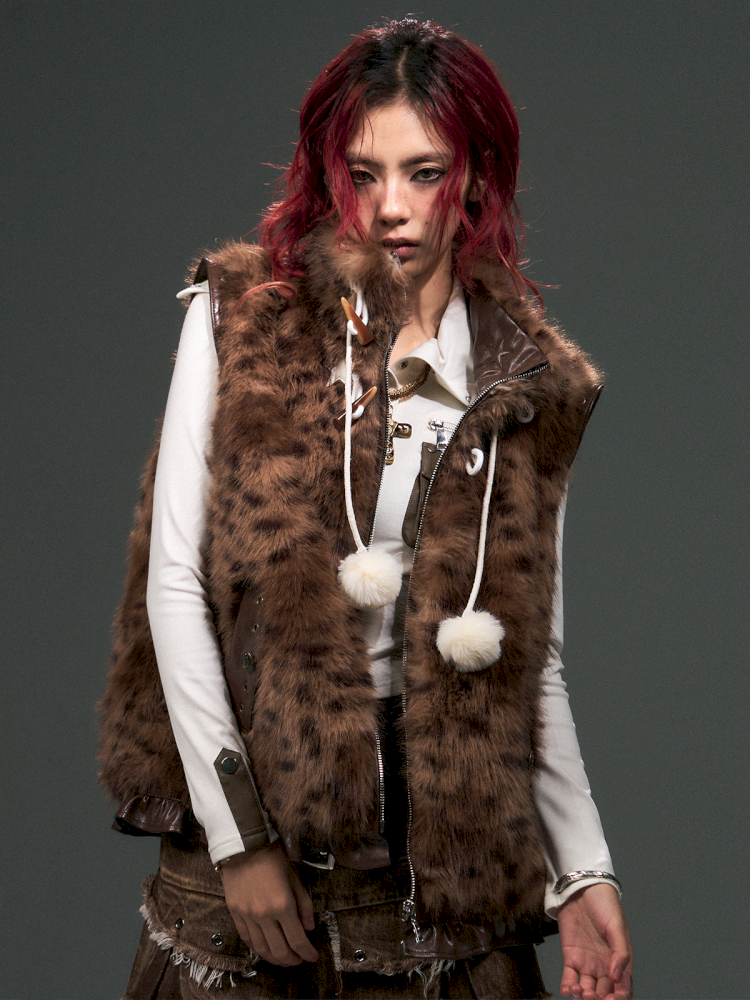 Leopard Fur Patchwork Lace Vest【s0000015094】