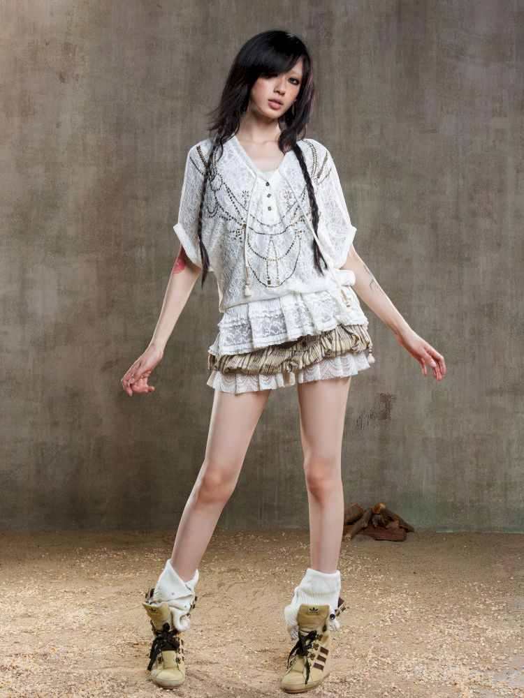 Loose Lace Blouse Dress【s0000012647】