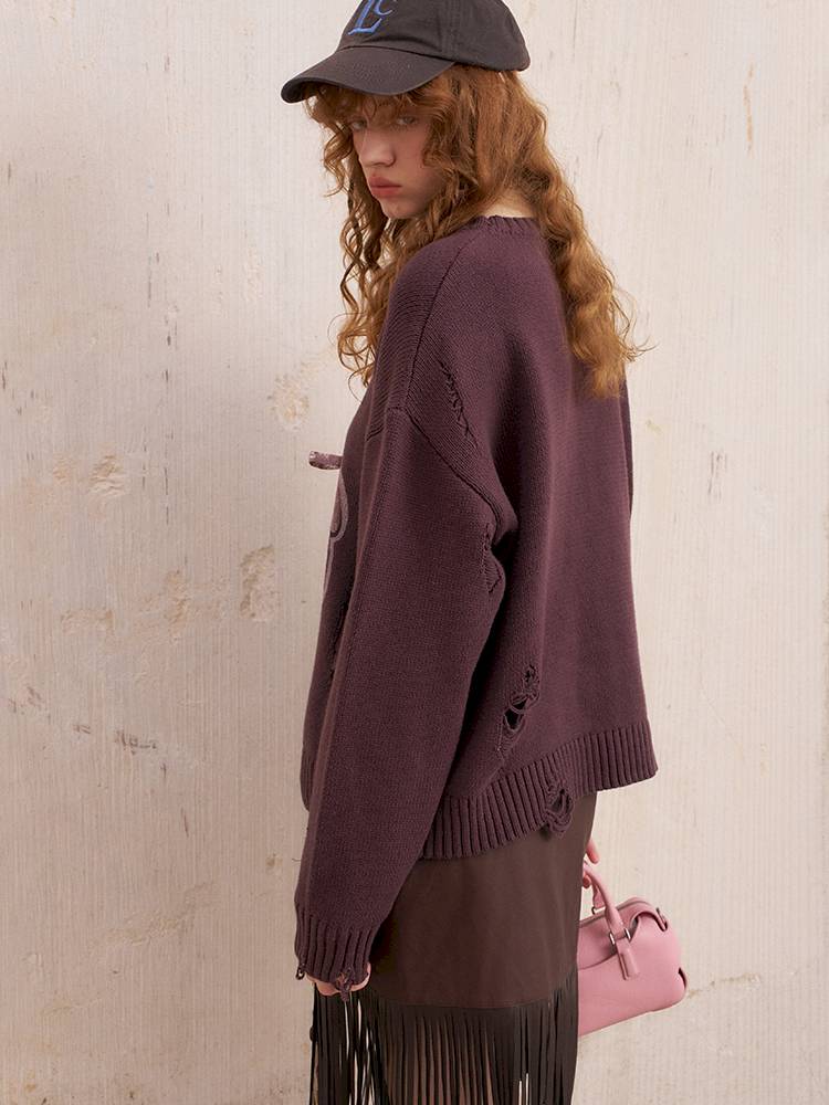 Oversized Long-Sleeve Knit Sweater【s0000014392】