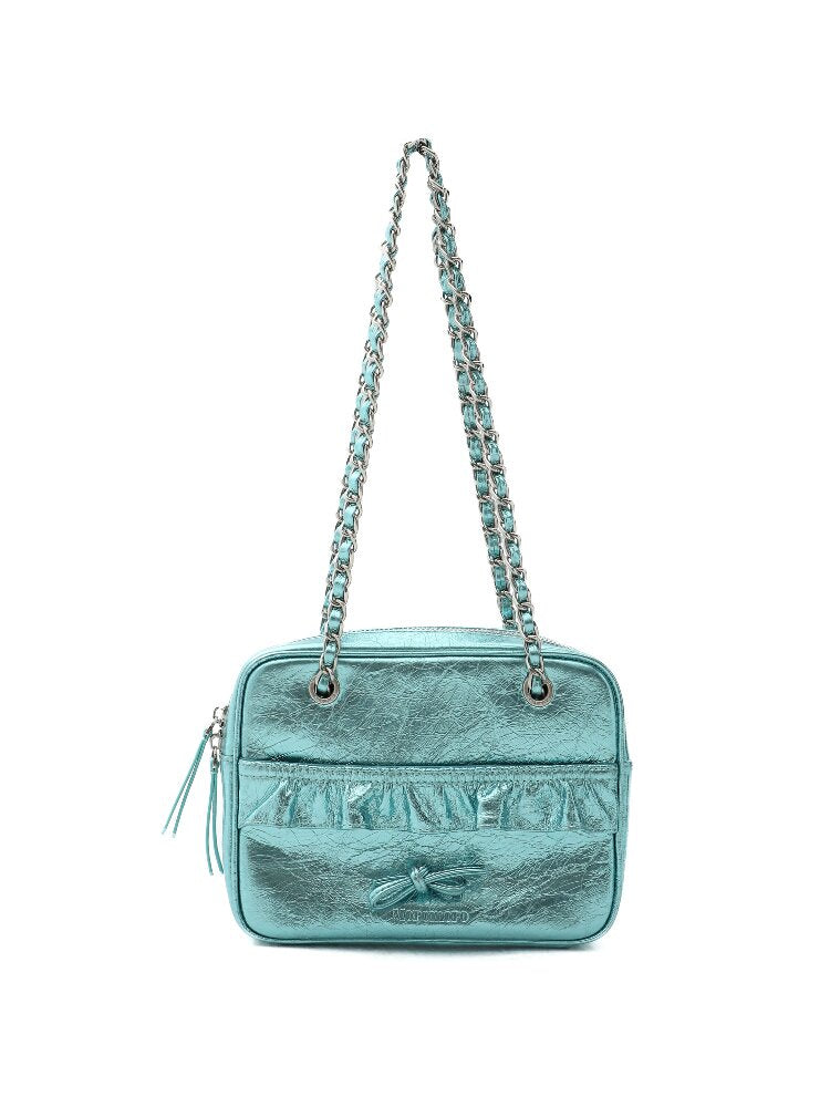 Cowhide Chain Lace Square Bag【s0000016414】