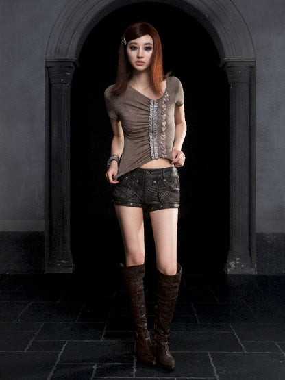 Bat Two Wear Knit Denim Shorts【s0000012306】