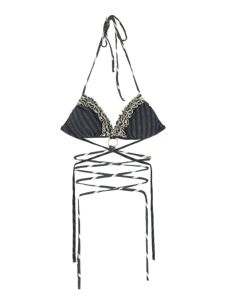 Ruffle Contrast Punk Street Bikini【s0000016930】