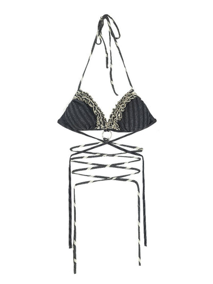 Ruffle Contrast Punk Street Bikini【s0000016930】
