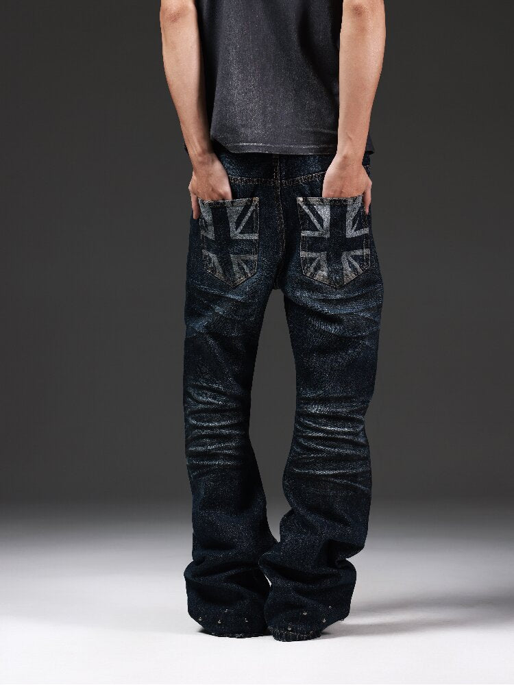 Handmade Bead Curved Knife Jeans【s0000018298】
