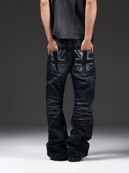 Handmade Bead Curved Knife Jeans【s0000018298】