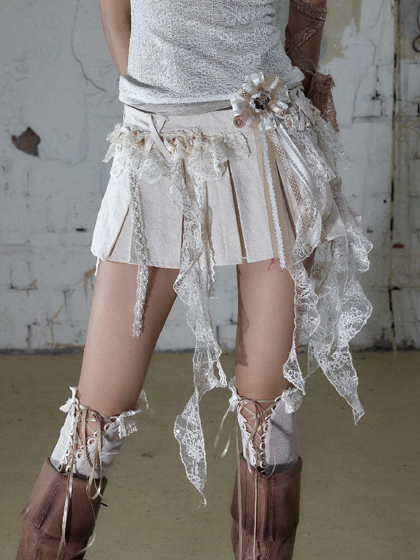 Baroque Lace Pleated Skirt Culottes【s0000016995】