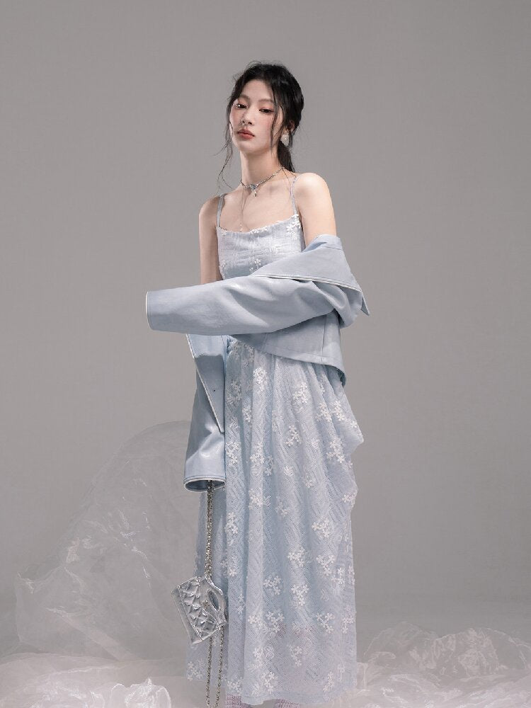 Ice Lake Gauze Embroidered Dress【s0000015744】