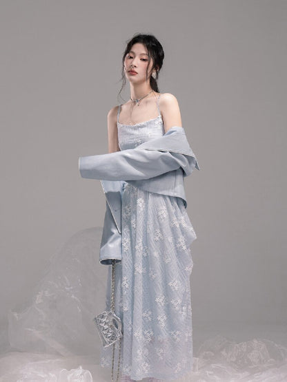 Ice Lake Gauze Embroidered Dress【s0000015744】