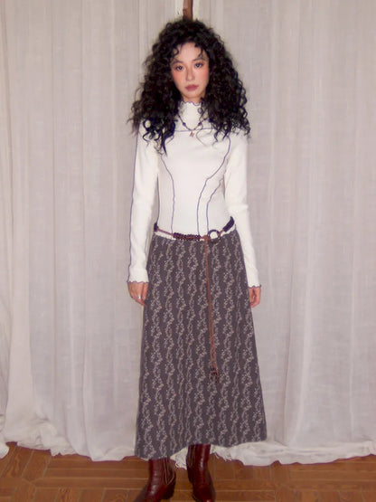 Retro-inspired versatile print maxi skirt【s0000013992】