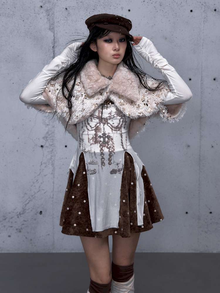 Vintage Baroque Velvet Check Dress【s0000014935】