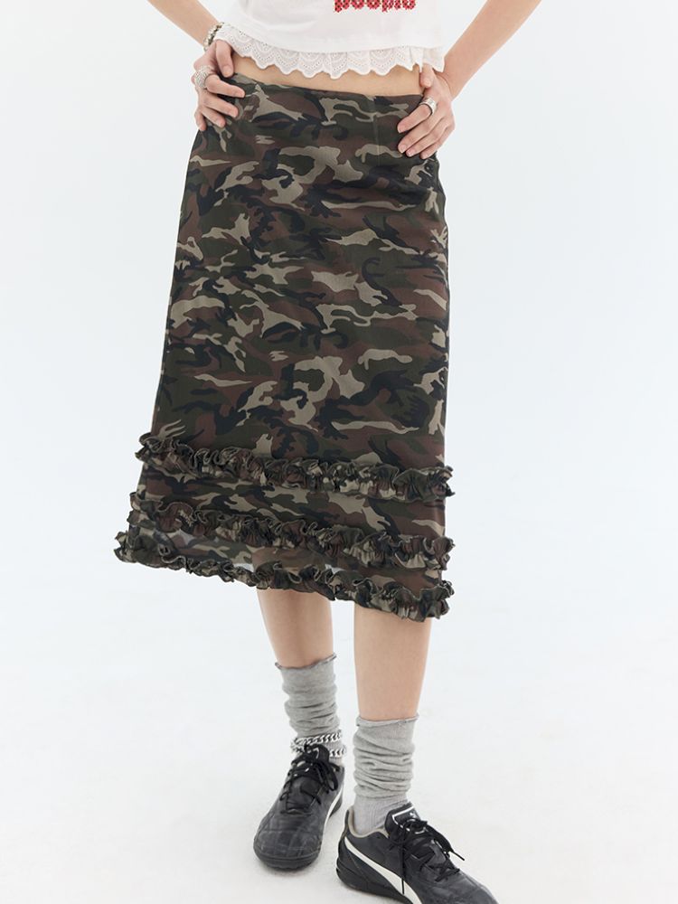 Camouflage A-line skirt【s0000012958】