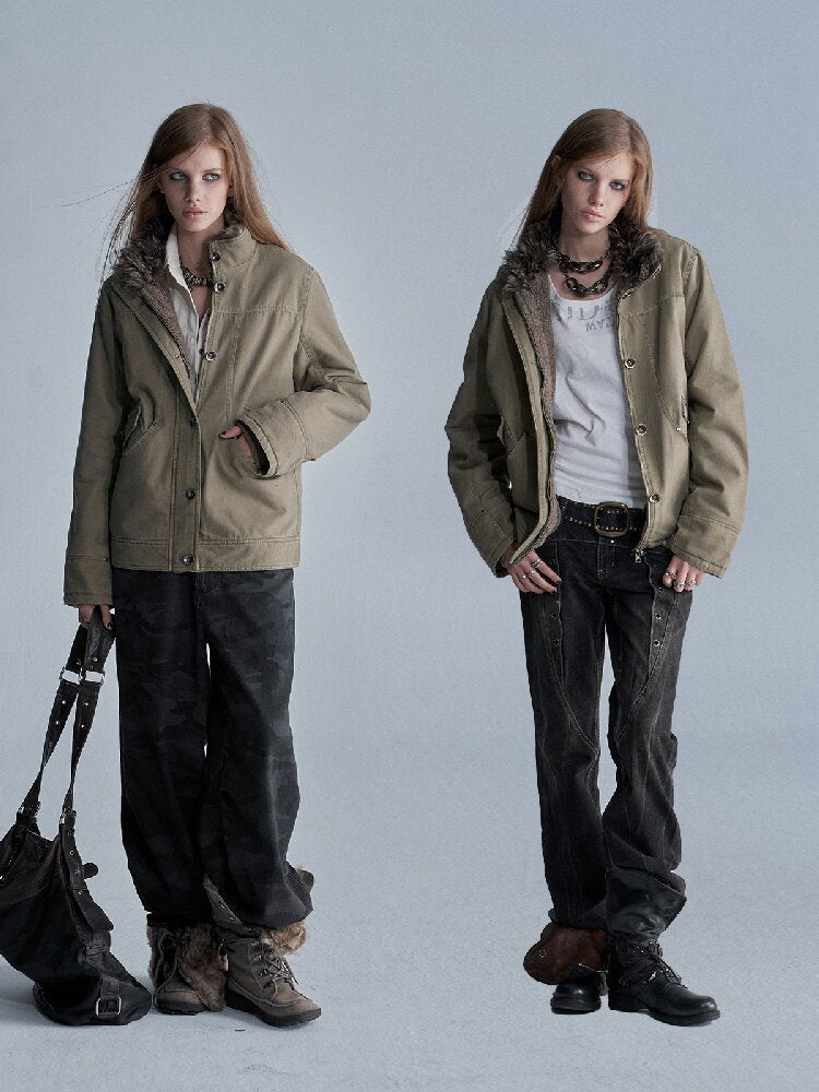 Distressed Lambswool Padded Jacket【s0000019094】