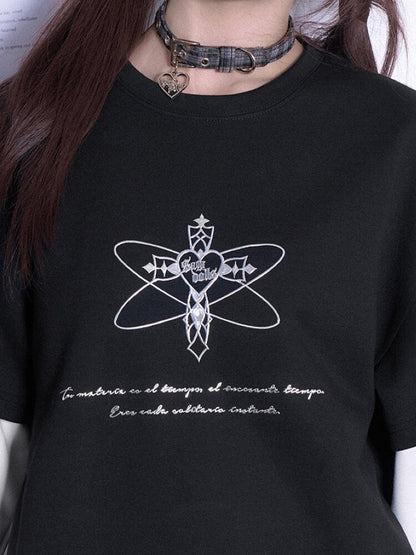 Black White Print Fake Two Shirt【s0000015472】