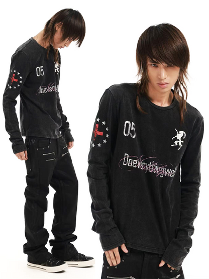 Demon SWAG Printed Long Sleeve T【s0000018361】