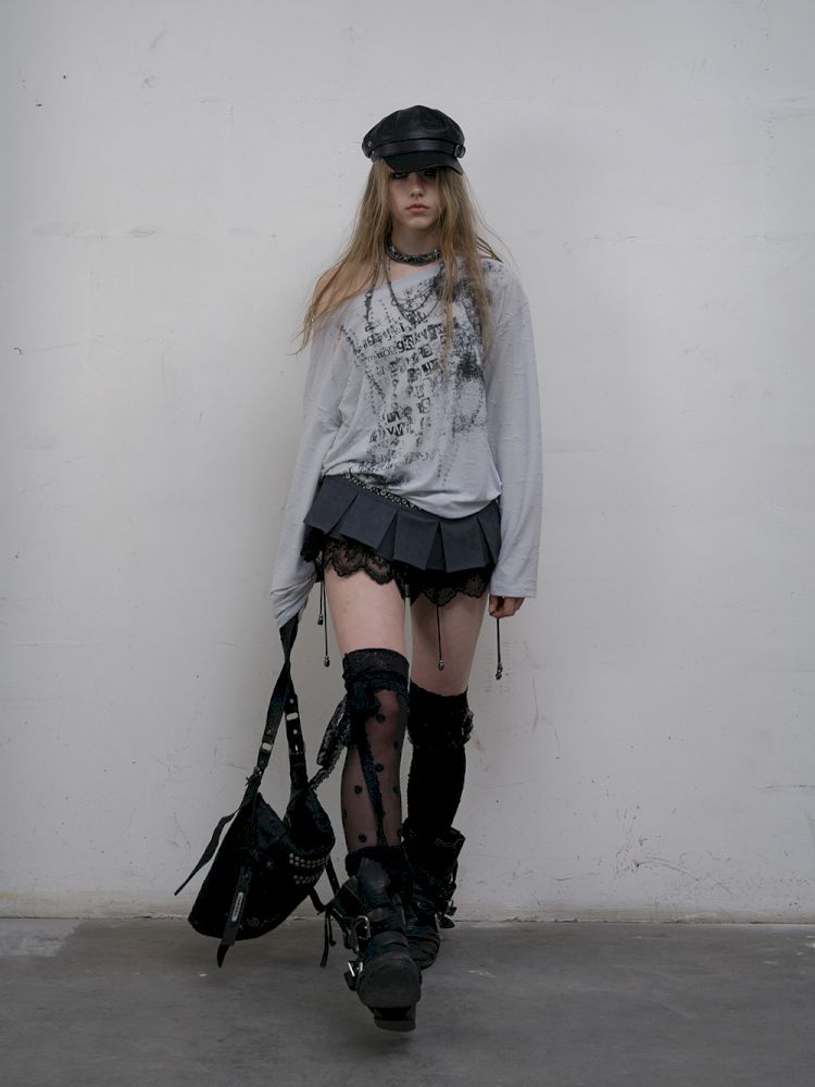 One-shoulder long-sleeved T-shirt【s0000012613】