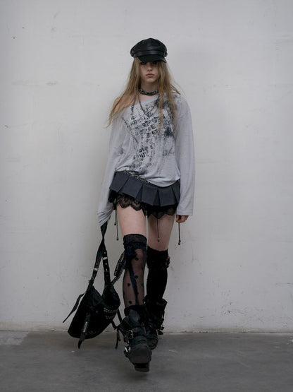 One-shoulder long-sleeved T-shirt【s0000012613】