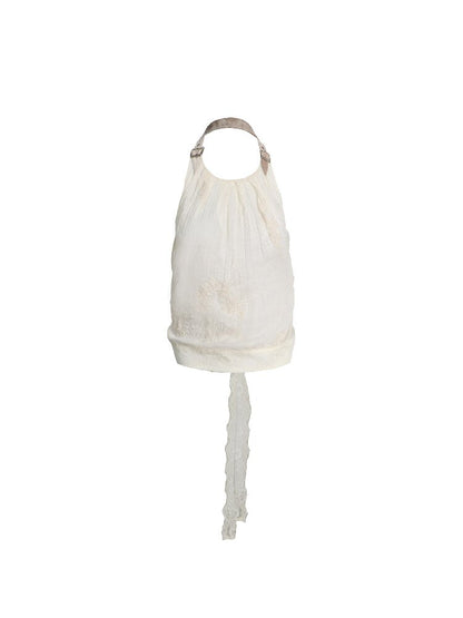 Chiffon Lace Embroidered Halter Top【s0000017659】