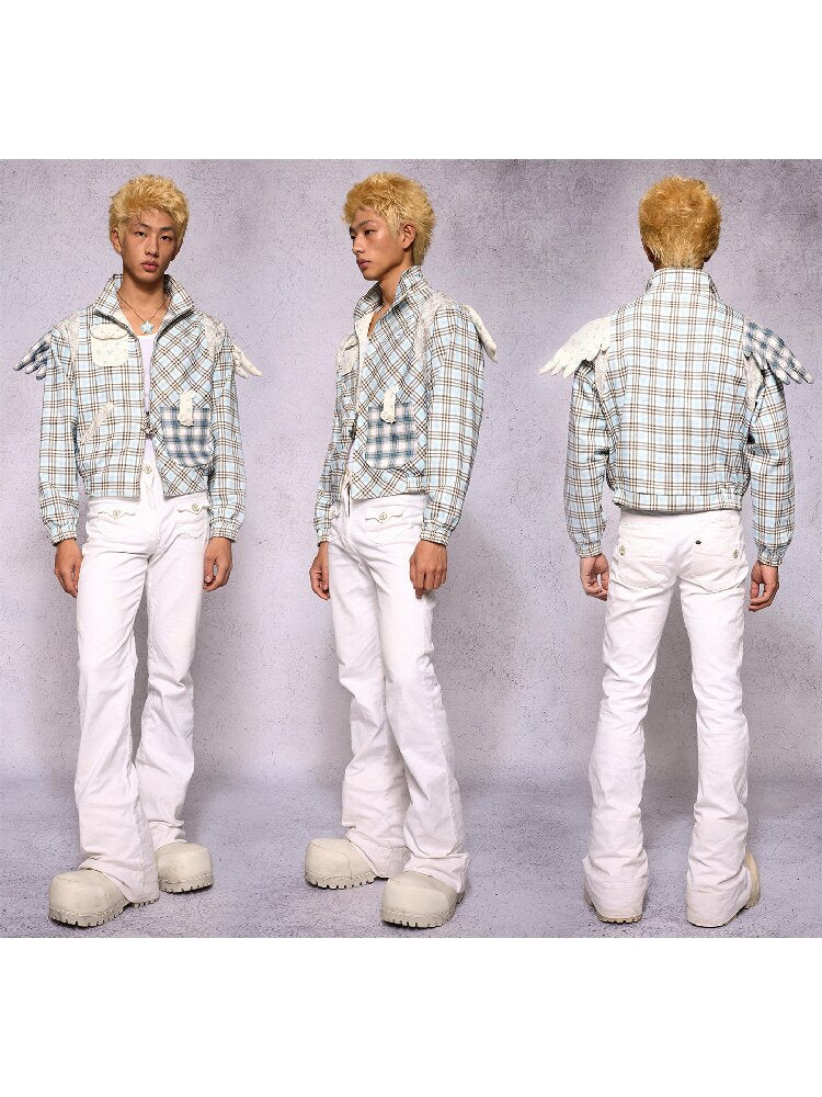 Plaid Patchwork Rhinestone Jacket【s0000019134】